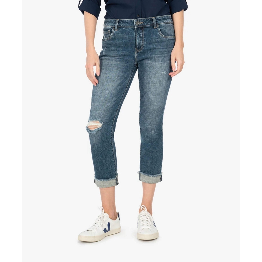 KUT Amy Mid Rise Crop Straight Leg in Bubbly